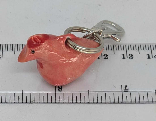 Pink Chicken Keyring Fob Ceramic