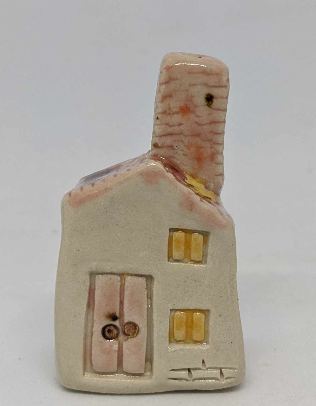 Pink Tile Roof Ceramic House Incense Holder