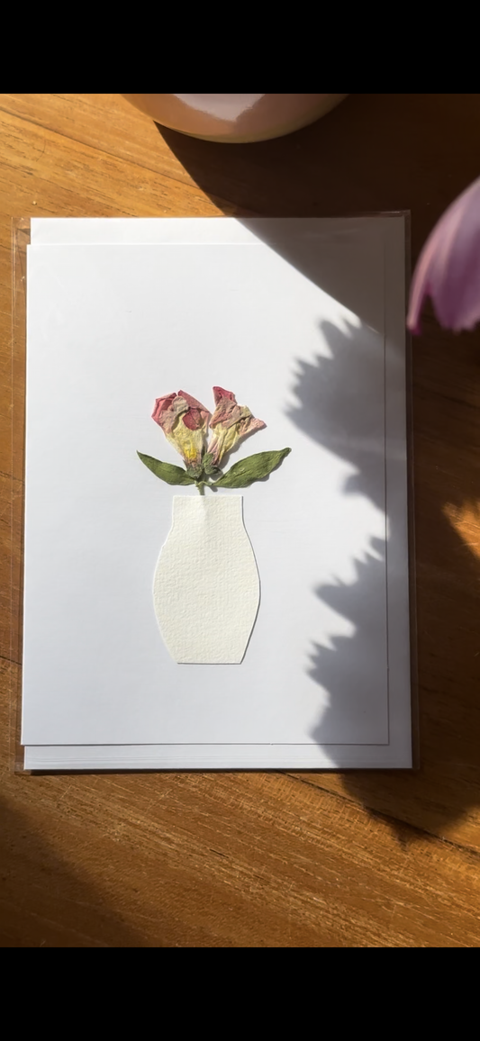 Pressed Flower and Vase Greeting Card