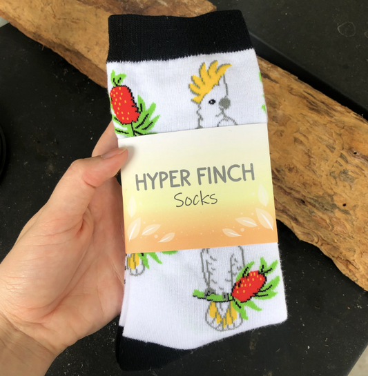 Sulphur-crested Cockatoo Socks (white)