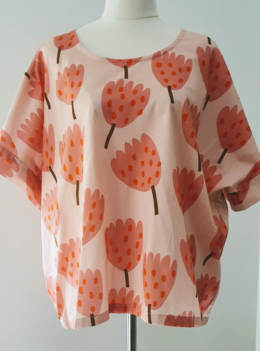 Rhodanthe Top - Pink Floral Large