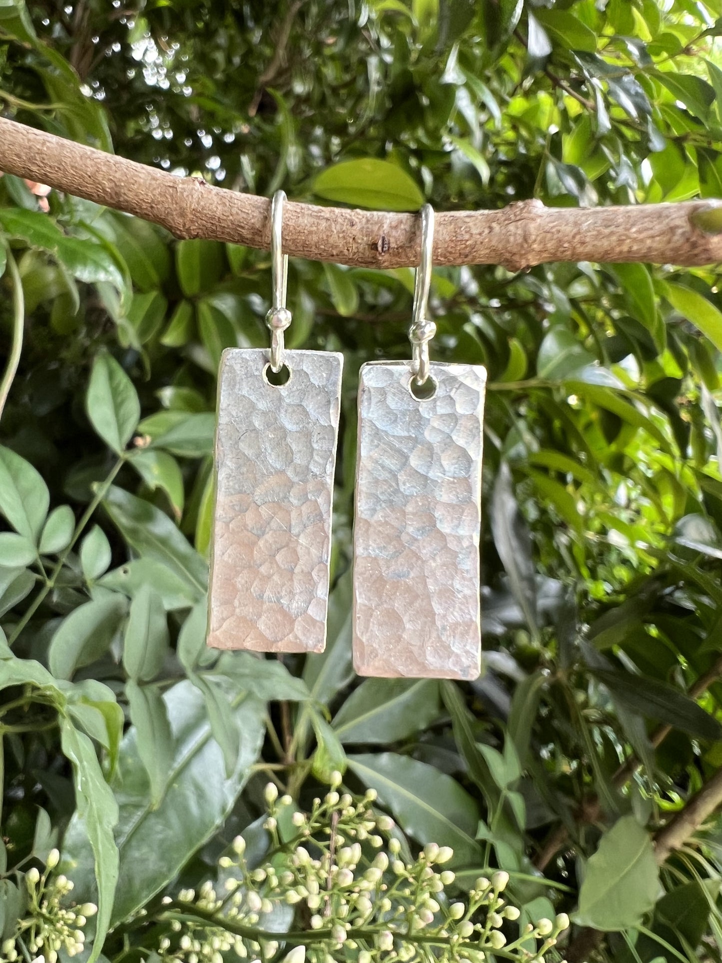 Sterling silver rectangular earrings