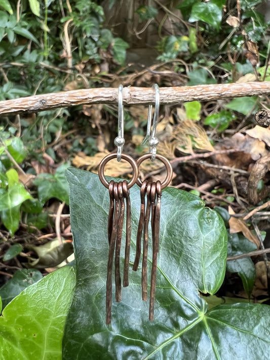 Hammered copper 4 piece dangle earrings