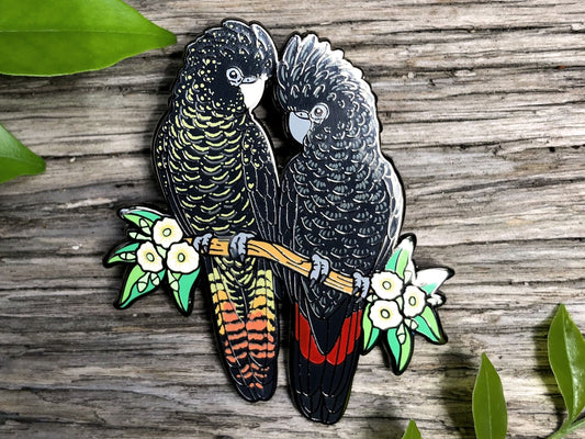 Red-Tailed Black Cockatoo Pair - Enamel Pin