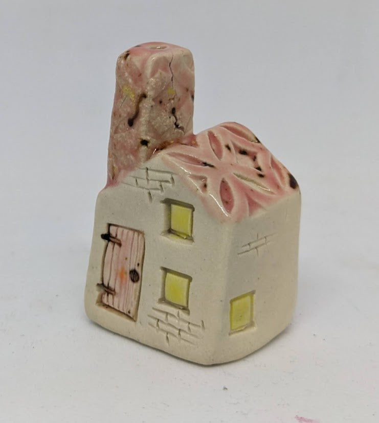 Pink Roof Double Door Ceramic House